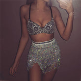 Sliver Shiny Sequined 2 Piece Set